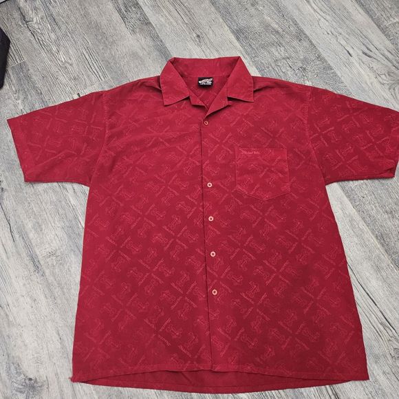 Vintage Diss Men's S/S Red Shadow Boy All Over Print Dress Shirt L Large - Picture 1 of 4